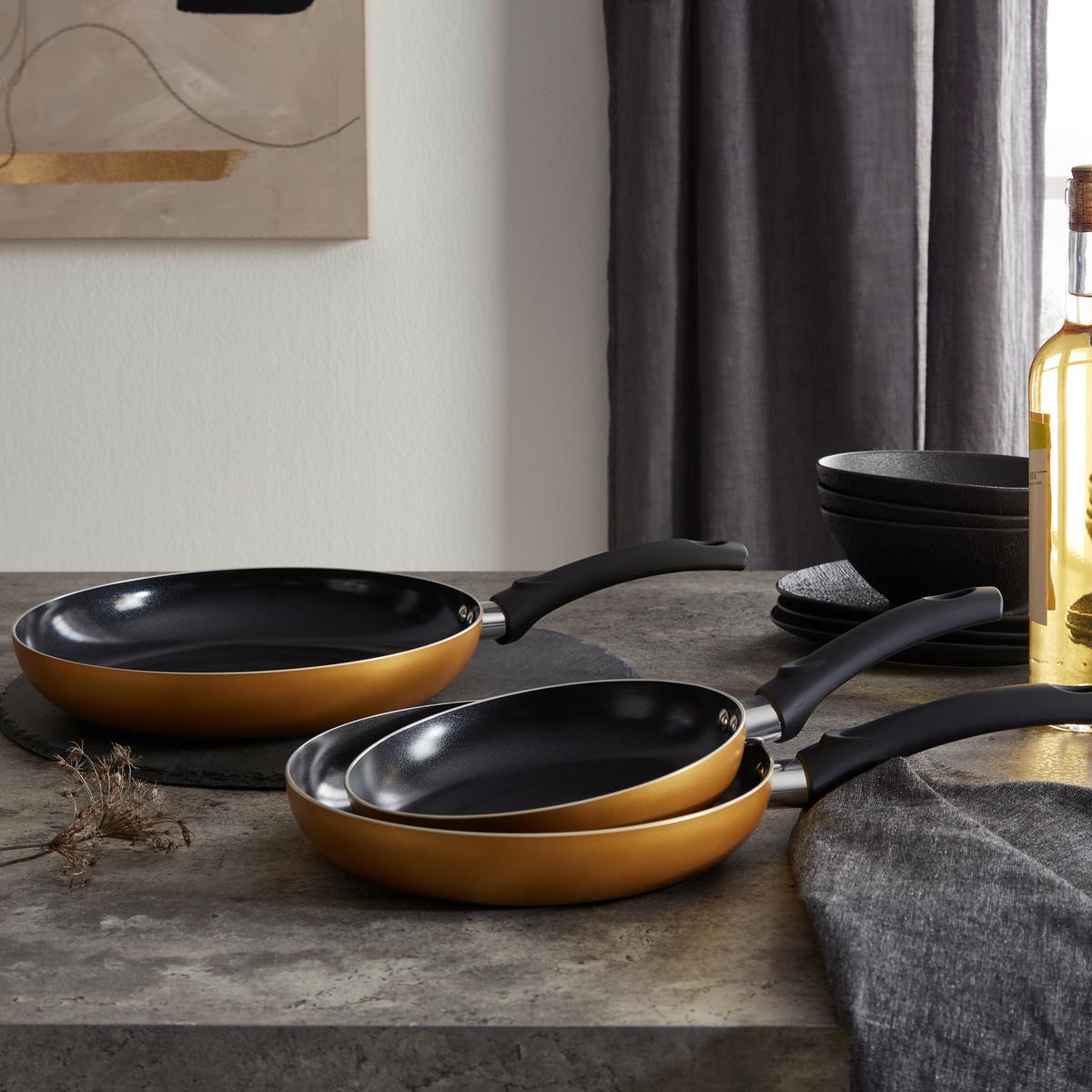 Sada pánví GOLDY - barvy zlata, Moderní, kov/plast - Mömax