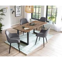 Tischgruppe Anthrazit/Walnussfarben 180 cm - Anthrazit/Walnussfarben, MODERN, Holz/Textil (180/90/75cm) - Livetastic