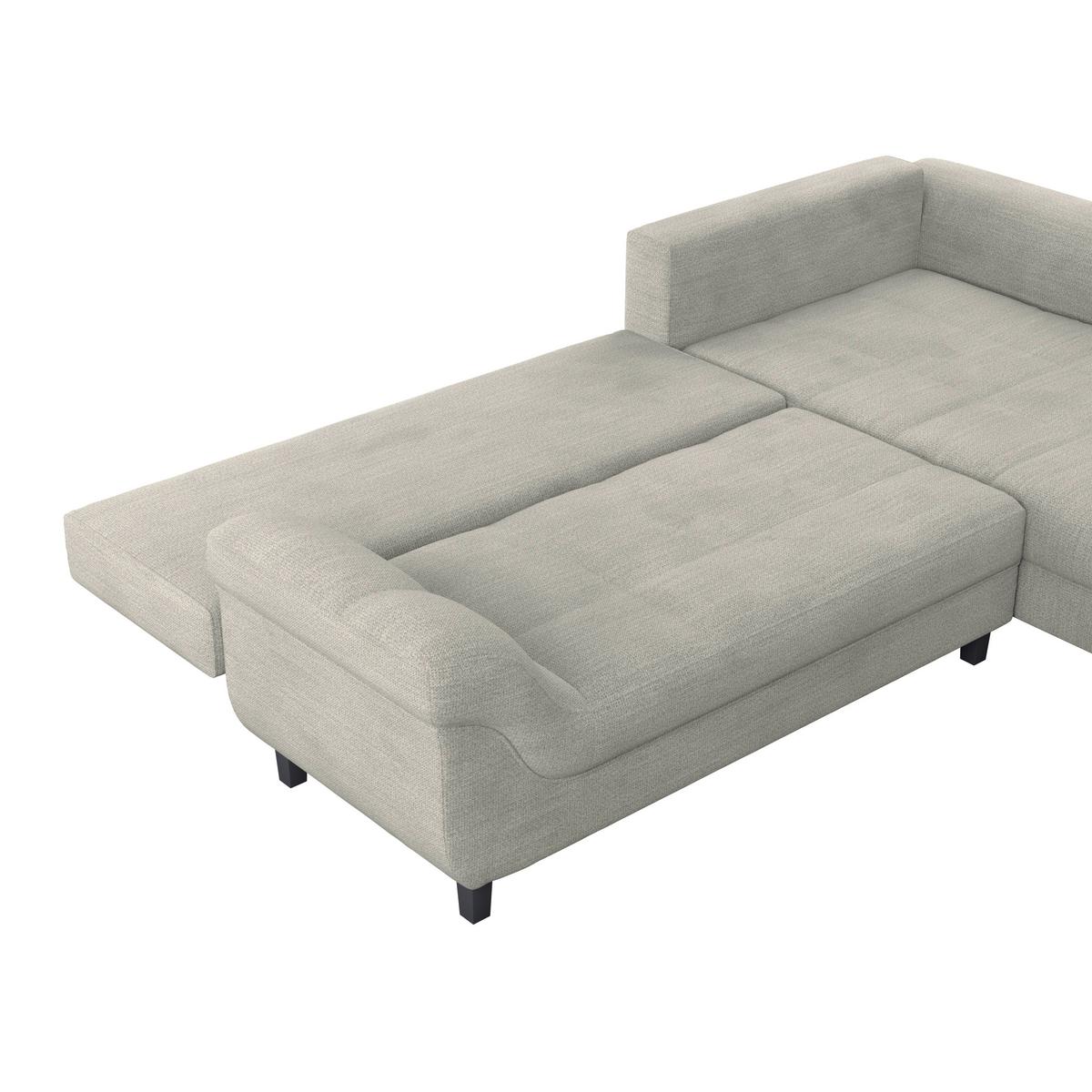 Ecksofa Mit Schlaffunktion Mendoza New Chenille 309x197cm - Schwarz/Grau, KONVENTIONELL, Textil (309/197cm) - Ondega