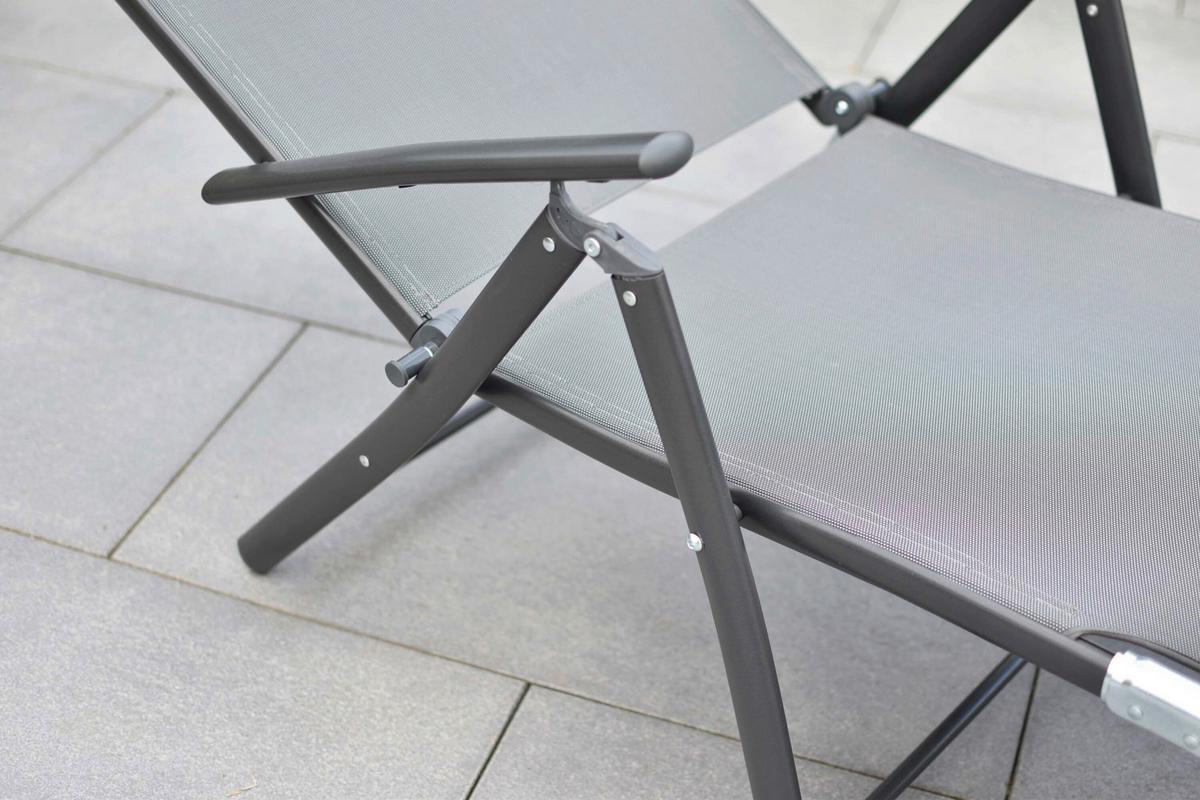 Gartenliege Deckchair Aus Stahl, Klappbar - Graphitfarben/Grau, KONVENTIONELL, Textil/Metall (64/87/140cm) - Gardenson