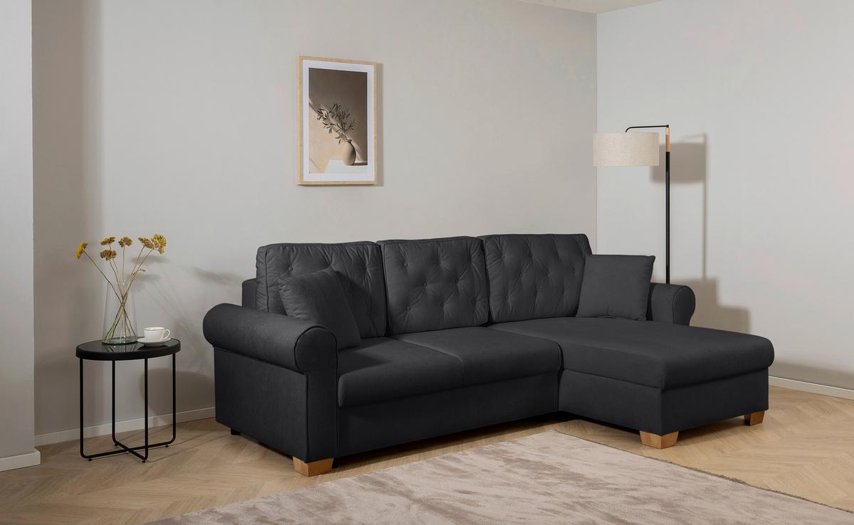 Ecksofa Arles Anthrazit 75 S: 266x161 Cm - Anthrazit/Buchefarben, Design, Textil (266/161cm) - MID.YOU