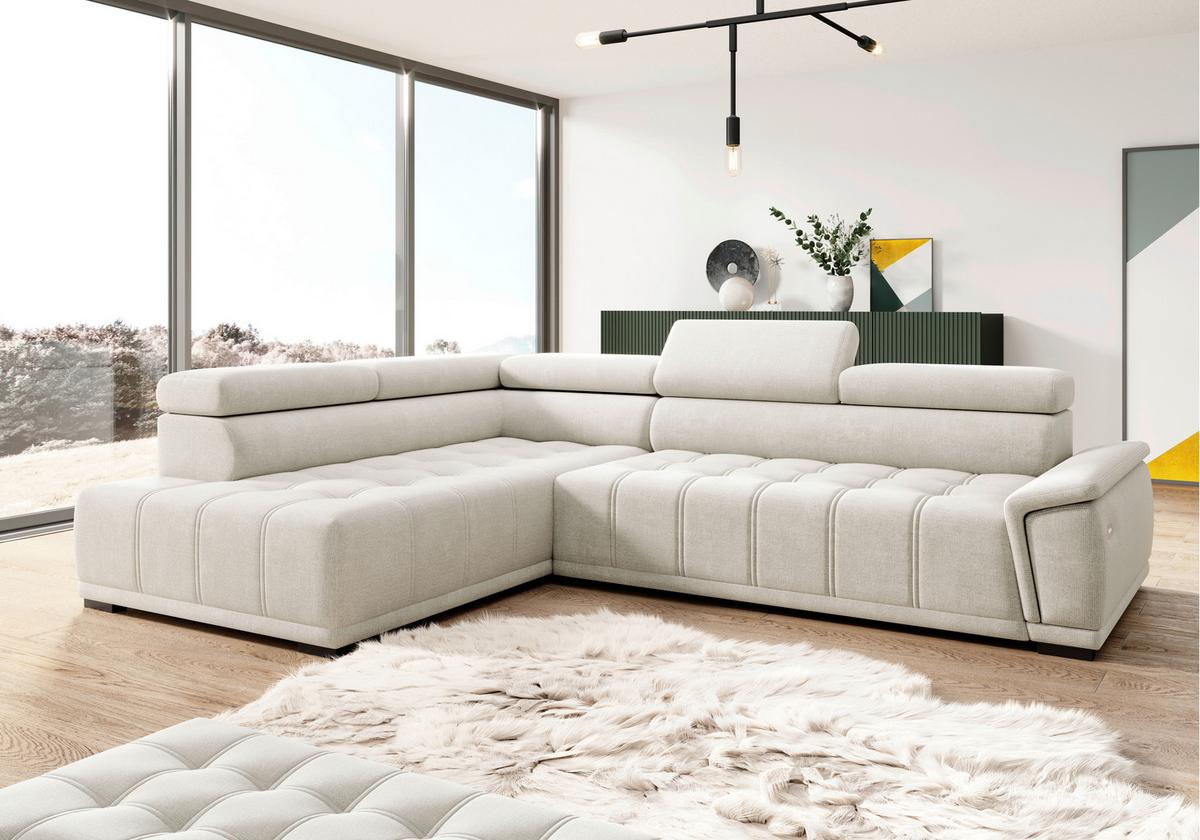 Rohová sedačka GRINALDI, ľavá, piesková - čierna/piesková, Modern, textil/plast (106/283cm) - Premium Living