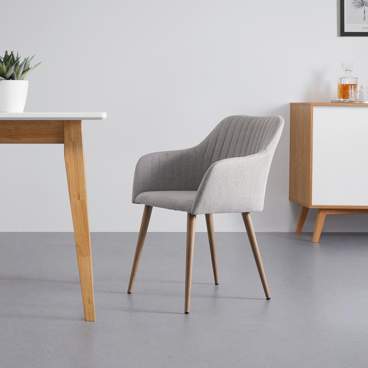 Stolička s podrúčkami NICOLA - sivá - prírodná farba/svetlosivá, Modern, kov/drevo (58/82,5/62cm) - PBJ