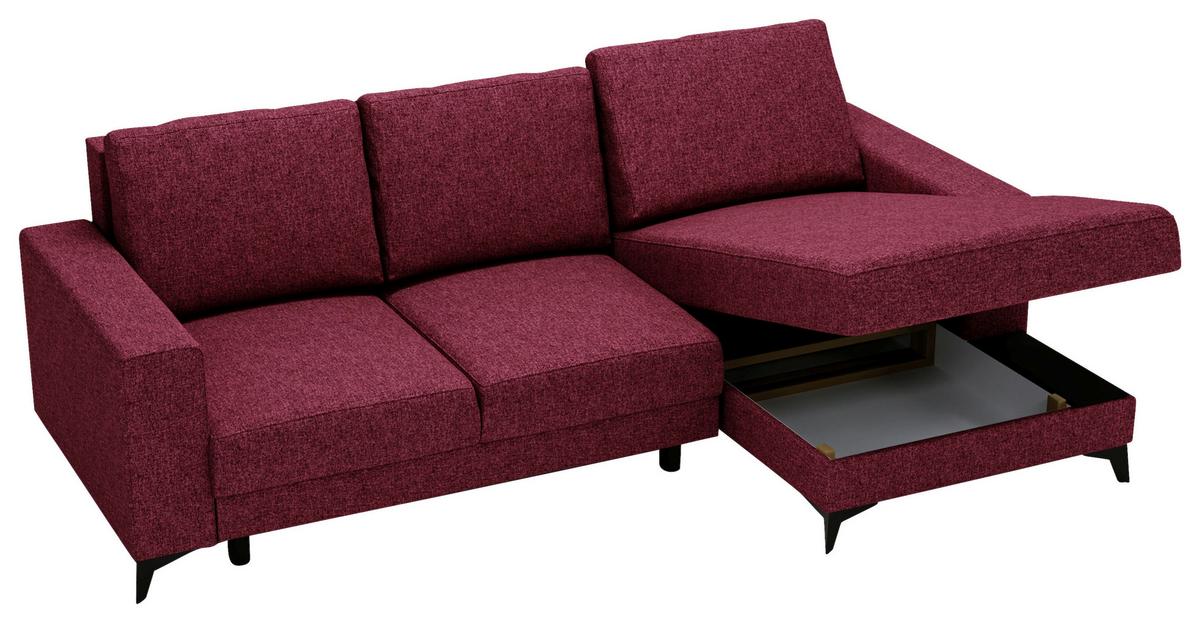 Ecksofa Harvey 244x156 cm mit Schlaffunktion Rot - Rot/Schwarz, Design, Textil (244/156cm) - Livetastic