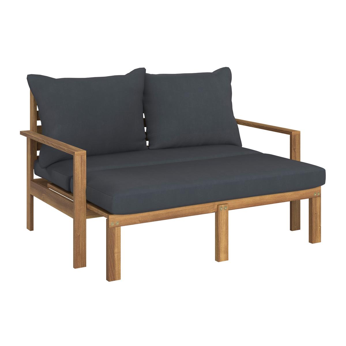 Záhradní pohovka PIA - tmavě šedá, Moderní, dřevo/textil (130/75/80-130cm) - Bessagi Garden