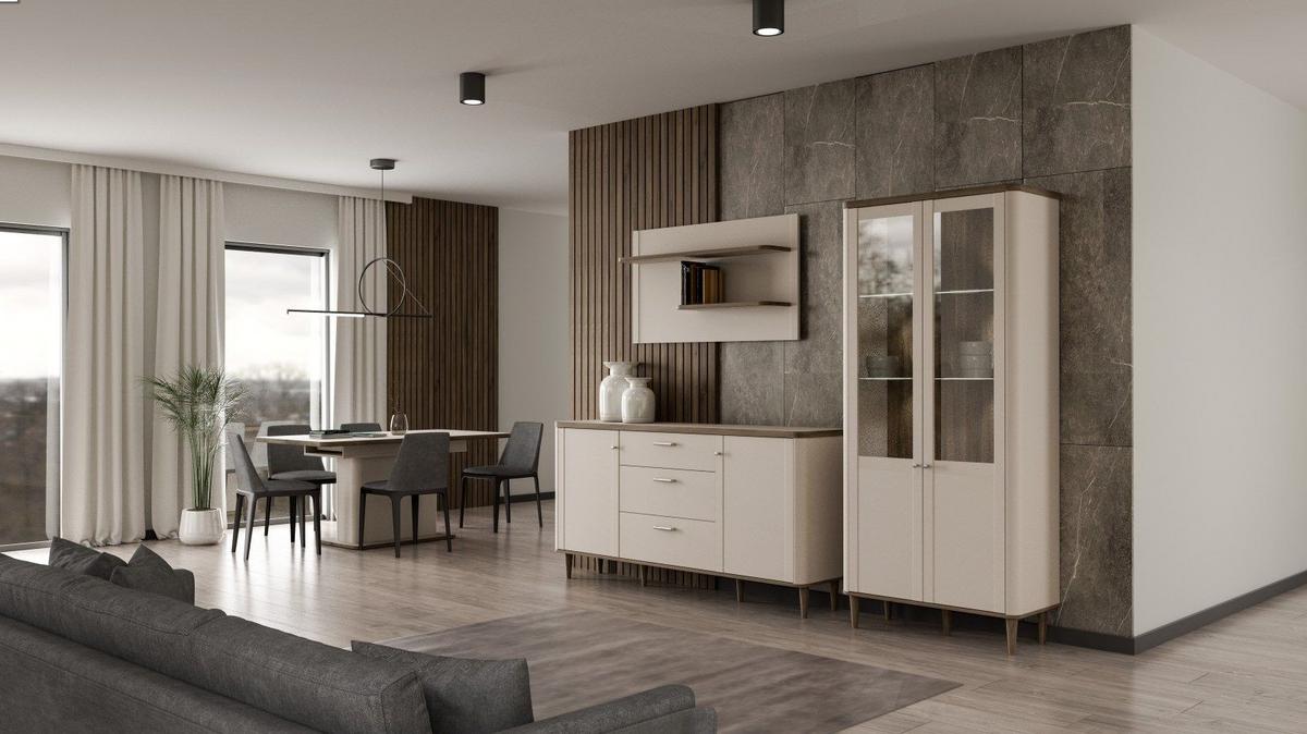 Komoda, piesková/dub Valencia - piesková/farba duba, Modern, kompozitné drevo (179,8/91,7/41,2cm)