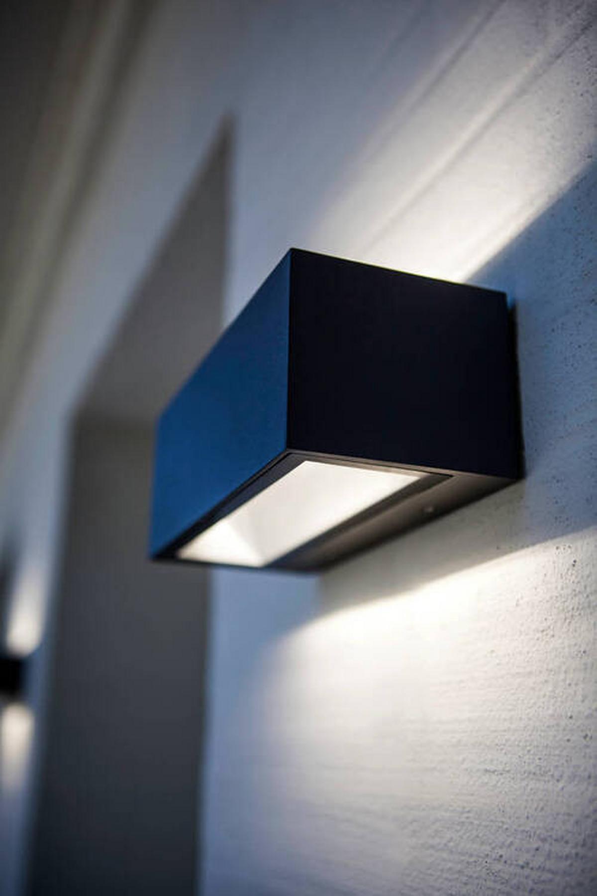 Außenwandleuchte Gemini 20w Glas Aluminium, Wandmontage - Schwarz, Basics, Metall (8,5/22/10,3cm)