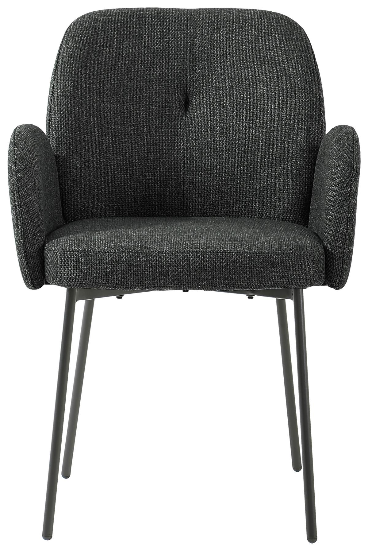 Armlehnstuhl Pauline Leinenoptik Grau, B: 62 Cm - Schwarz/Grau, KONVENTIONELL, Holz/Textil (62/85/64cm) - MID.YOU