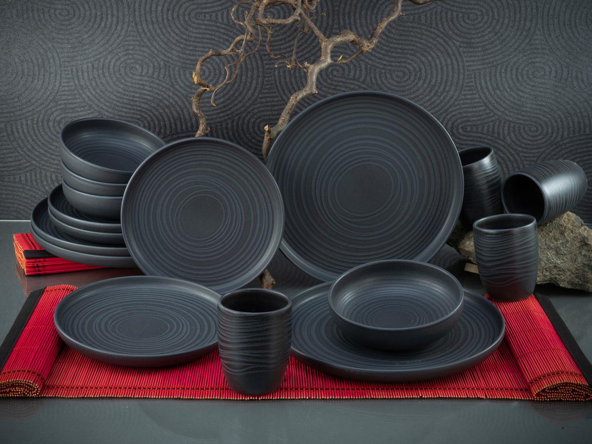 Kombinovaný servis 16-dielny - antracitová, Modern, keramika (40,5/37/49,5cm) - Creatable