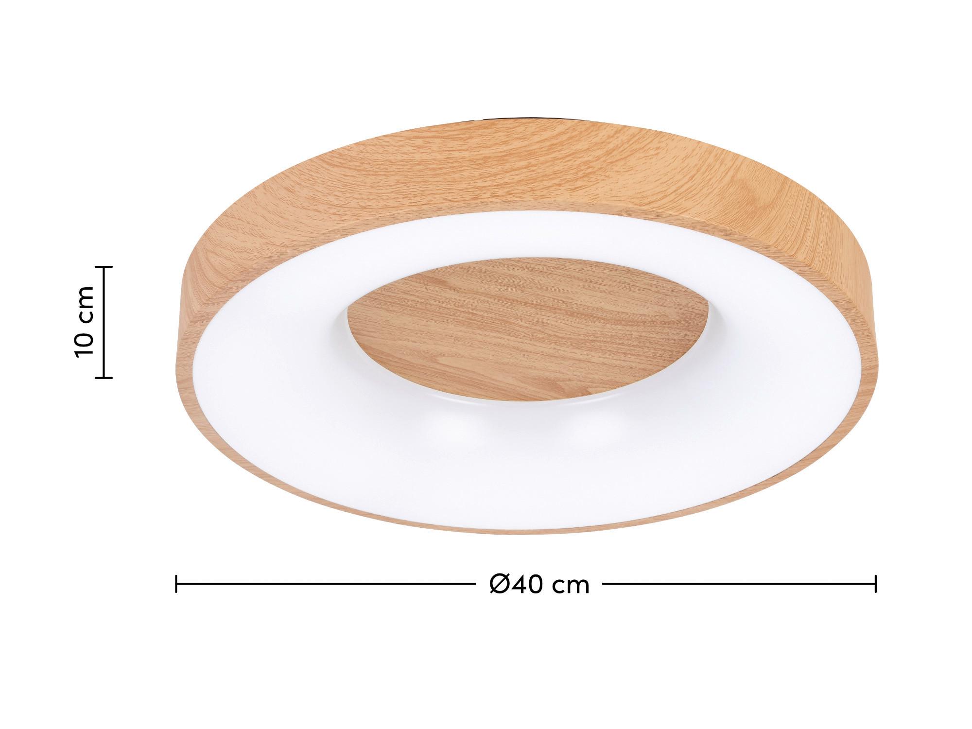 Stropné LED svietidlo LUZIA - čierna/farba duba, Modern, kov/plast (40/10cm) - Mömax