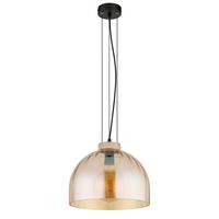 HÄNGELEUCHTE Braun, Schwarz, ca. 30x120 cm - Bernsteinfarben/Schwarz, Design, Glas/Holz (30/120cm) - Globo
