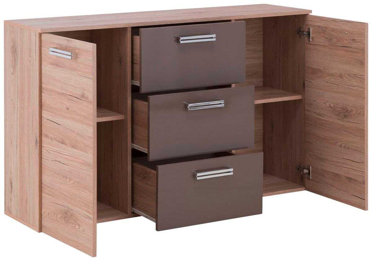 Komód Rossa Ii - bézs/tölgyfa színű, Modern, faalapú anyag (130/85/35cm)