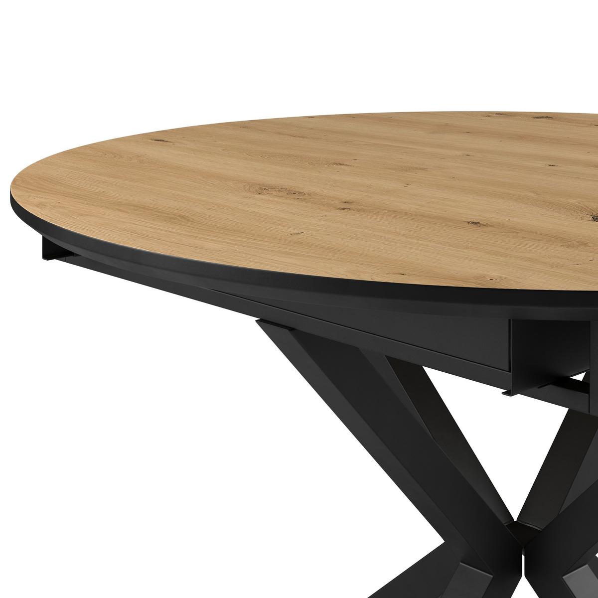 Ausziehtisch Rodin 110 Az 110-150x75x110 cm Naturfarben - Schwarz/Naturfarben, MODERN, Holzwerkstoff/Metall (110-150/75/110cm)