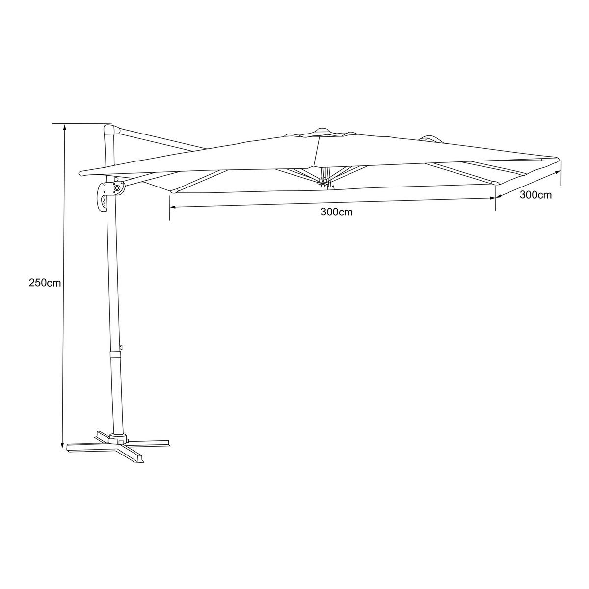 Ampelschirm Grau/Anthrazit DM: 300 H:250 - Anthrazit/Grau, MODERN, Textil/Metall (300/250cm)