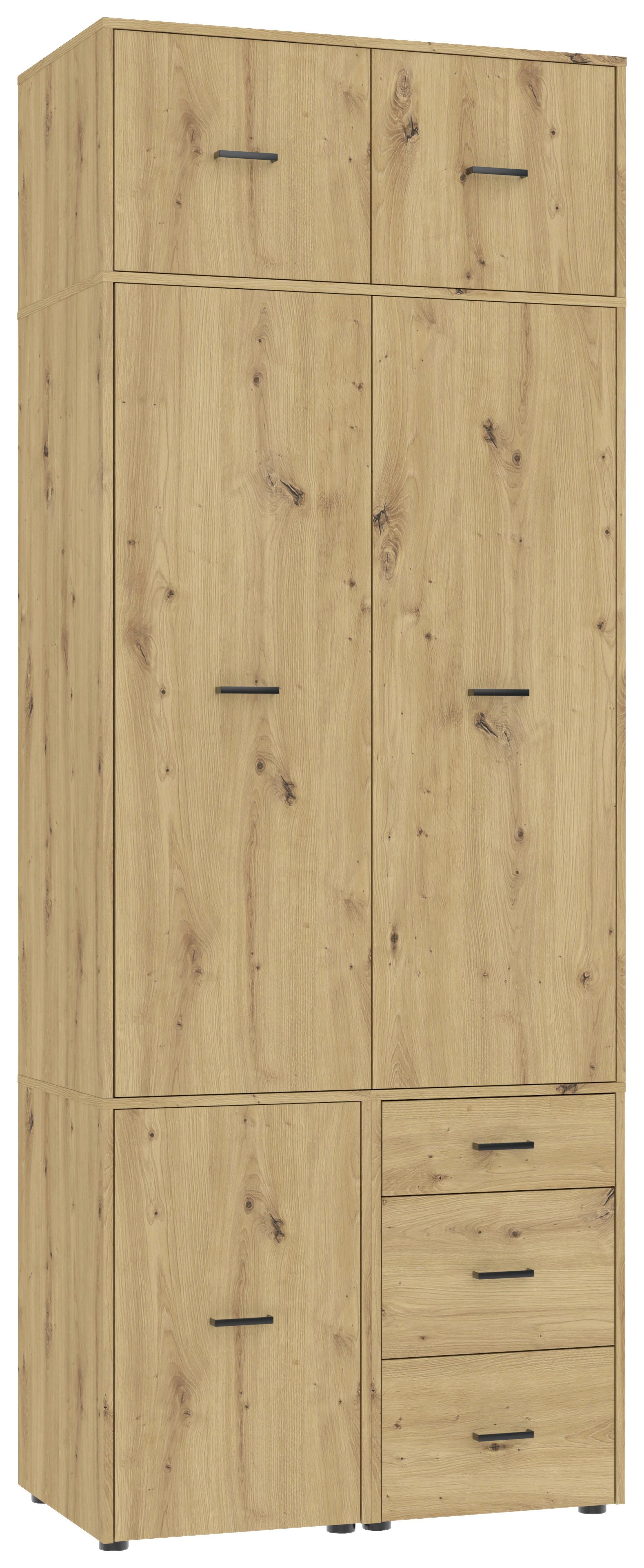 Kleiderschrank Kivo Eiche Artisan Dekor, B: 90 Cm - Eiche Artisan, Basics, Holzwerkstoff (90/239,40/52,1cm)