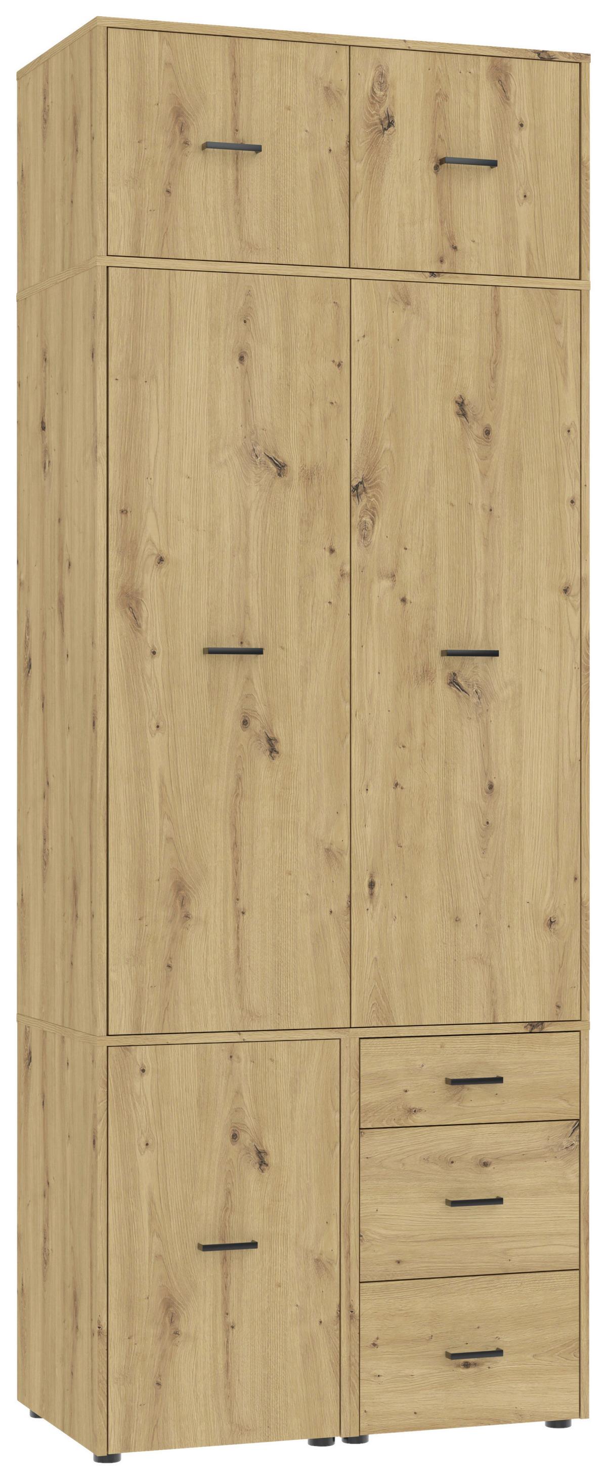 Kleiderschrank Kivo Eiche Artisan Dekor, B: 90 Cm - Eiche Artisan, Basics, Holzwerkstoff (90/239,40/52,1cm)