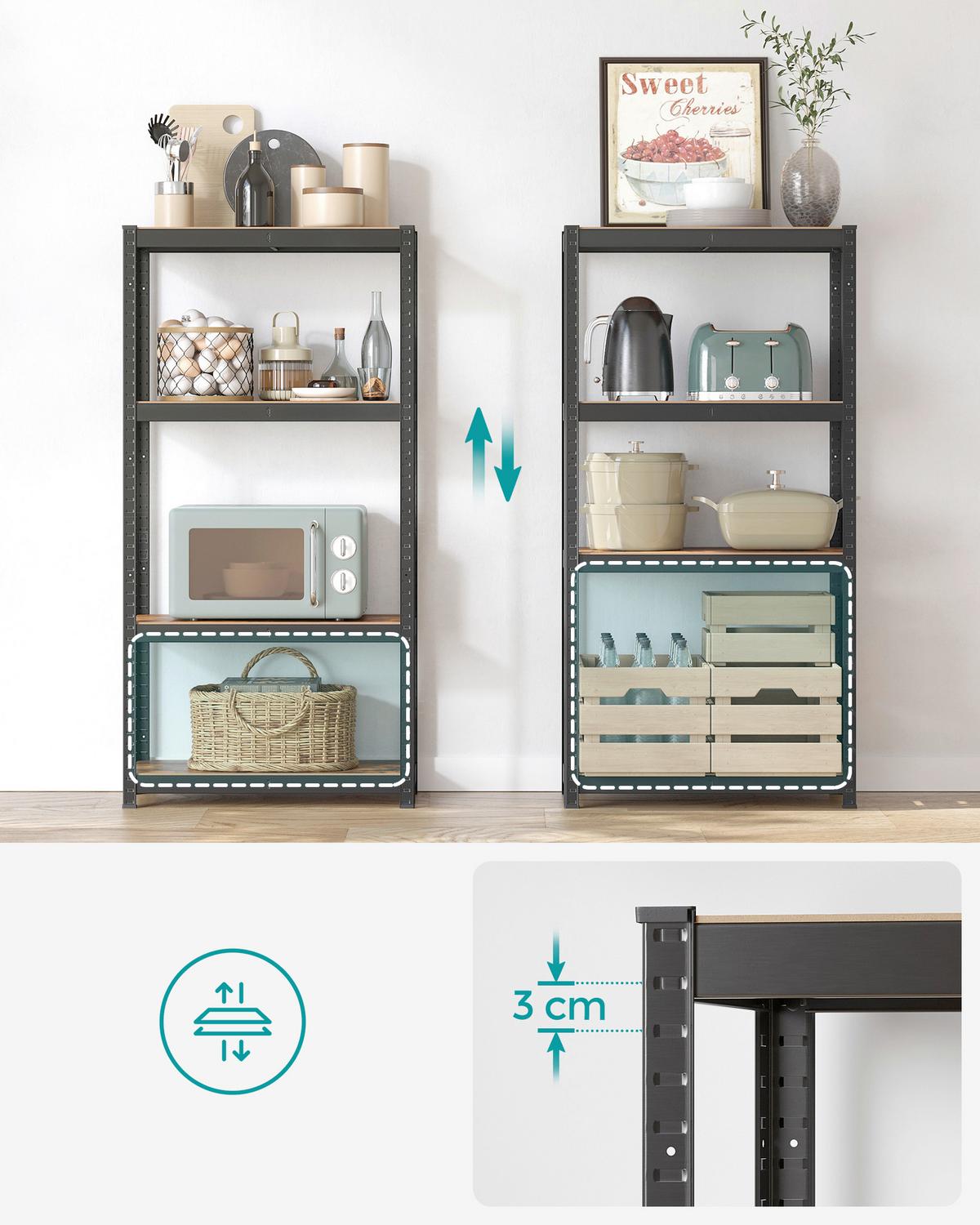 Schwerlastregal Shelving Braun/Schwarz B: 80 cm - Schwarz/Braun, Basics, Holzwerkstoff/Metall (80/160/40cm)