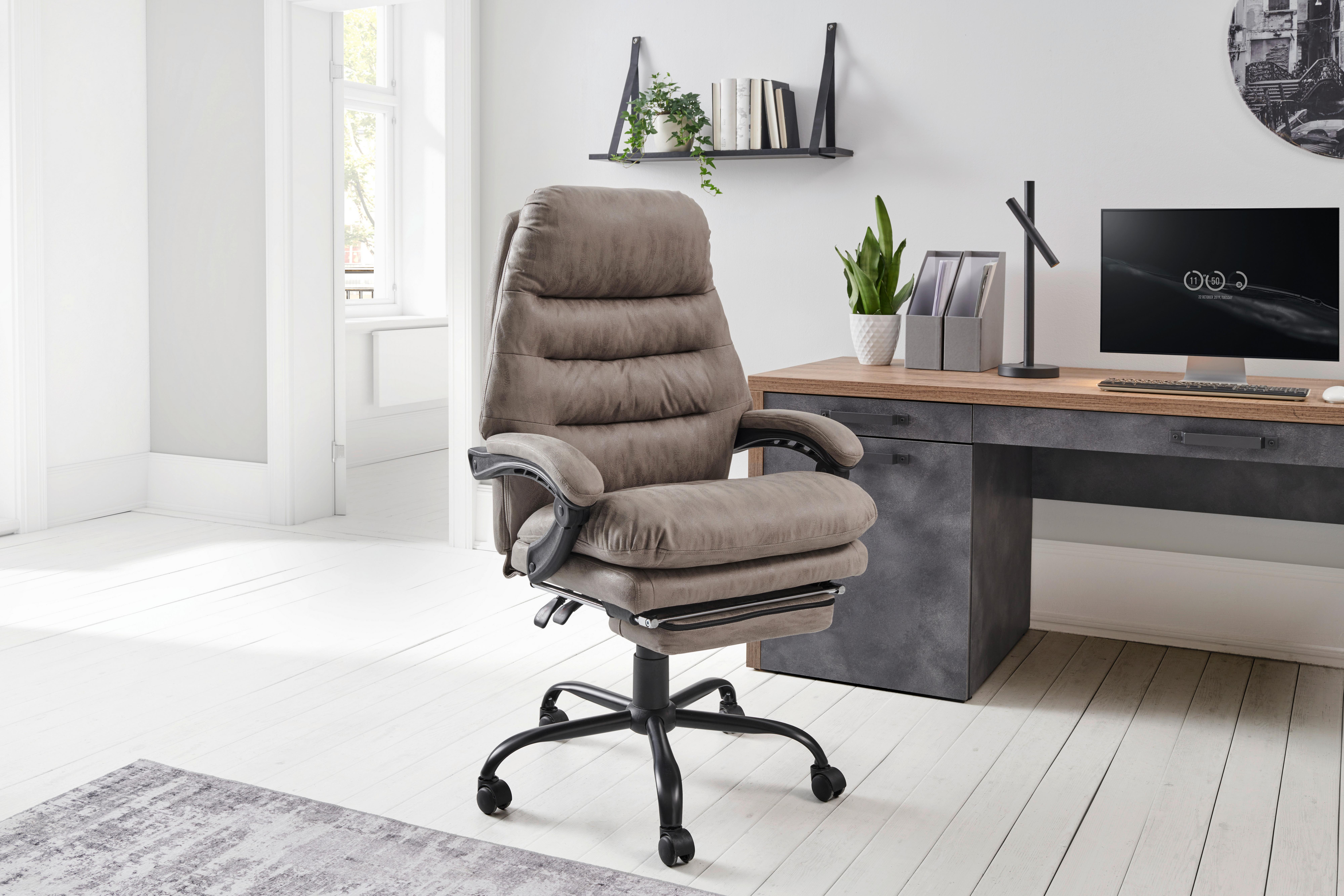 Chefsessel Big Boss - Schwarz/Grau, LIFESTYLE, Kunststoff/Textil (66/126-134/59cm) - MID.YOU