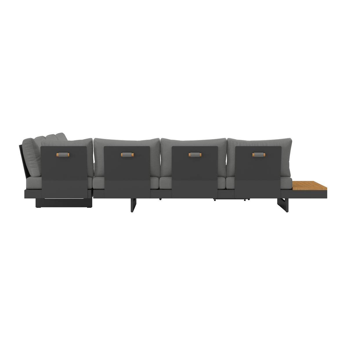 Zahradní sedací souprava AMAIA - šedá/tmavě šedá, Moderní, kov/dřevo (323/80/70cm) - Bessagi Garden