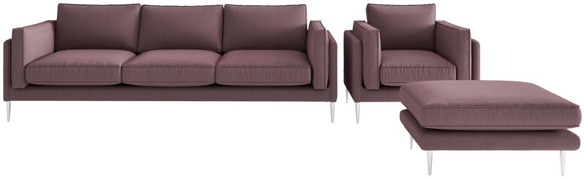 Sitzgarnitur Austin - Edelstahlfarben/Rot, Design, Textil - Livetastic