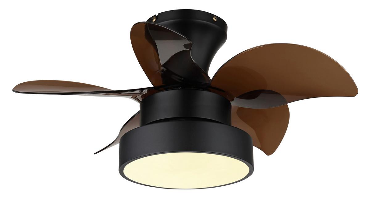 Deckenventilator Kari Opal Schwarz D: 58 cm - Opal/Schwarz, KONVENTIONELL, Kunststoff/Metall (58/27cm) - Globo