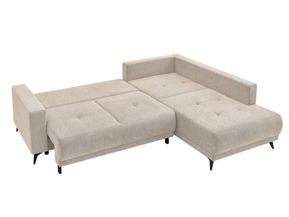 Ecksofa Texas Recr-Rechts Beige S: 259x203 cm - Beige/Schwarz, KONVENTIONELL, Holz (259/92/203cm)