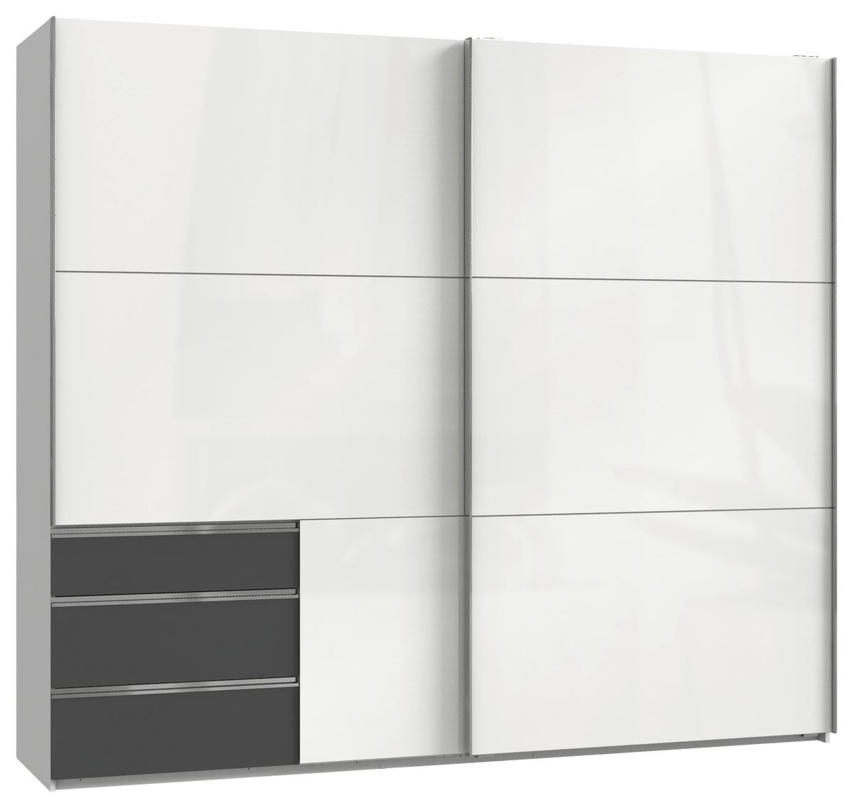 Skřiň s posouvacími dveřmi LEVEL 250 - barvy grafitu/barvy chromu, Moderní, kov/kompozitní dřevo (250/216/65cm) - MID.YOU