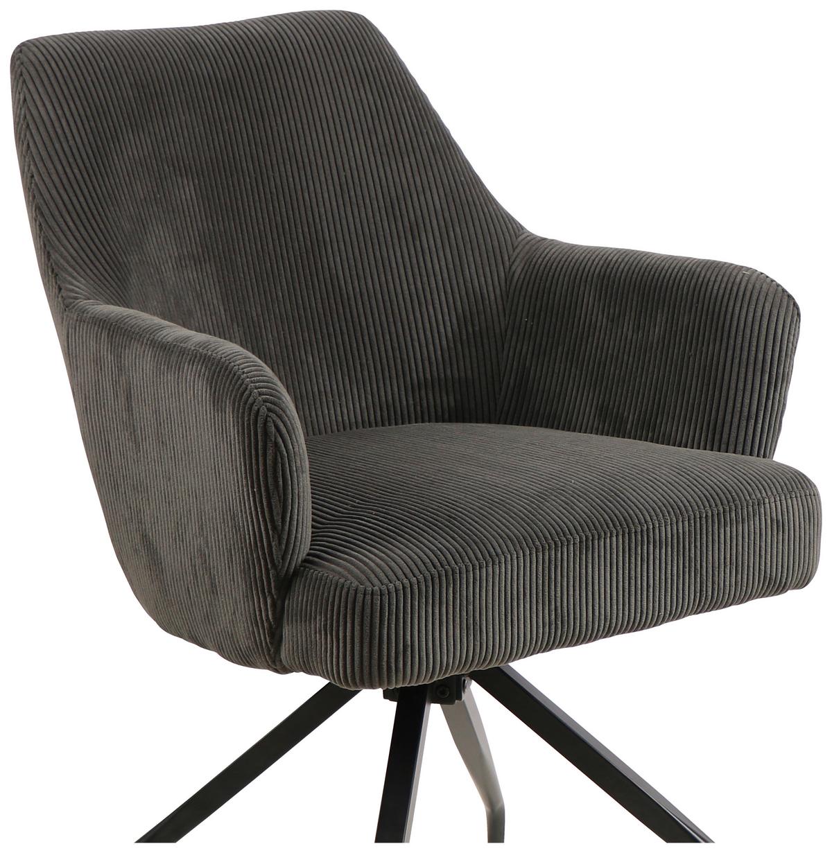 Armlehnstuhl-Set 2er Jeanette Kord Grau Beine: Holz Schwarz - Schwarz/Grau, MODERN, Holz/Textil (57/86/65cm) - MID.YOU