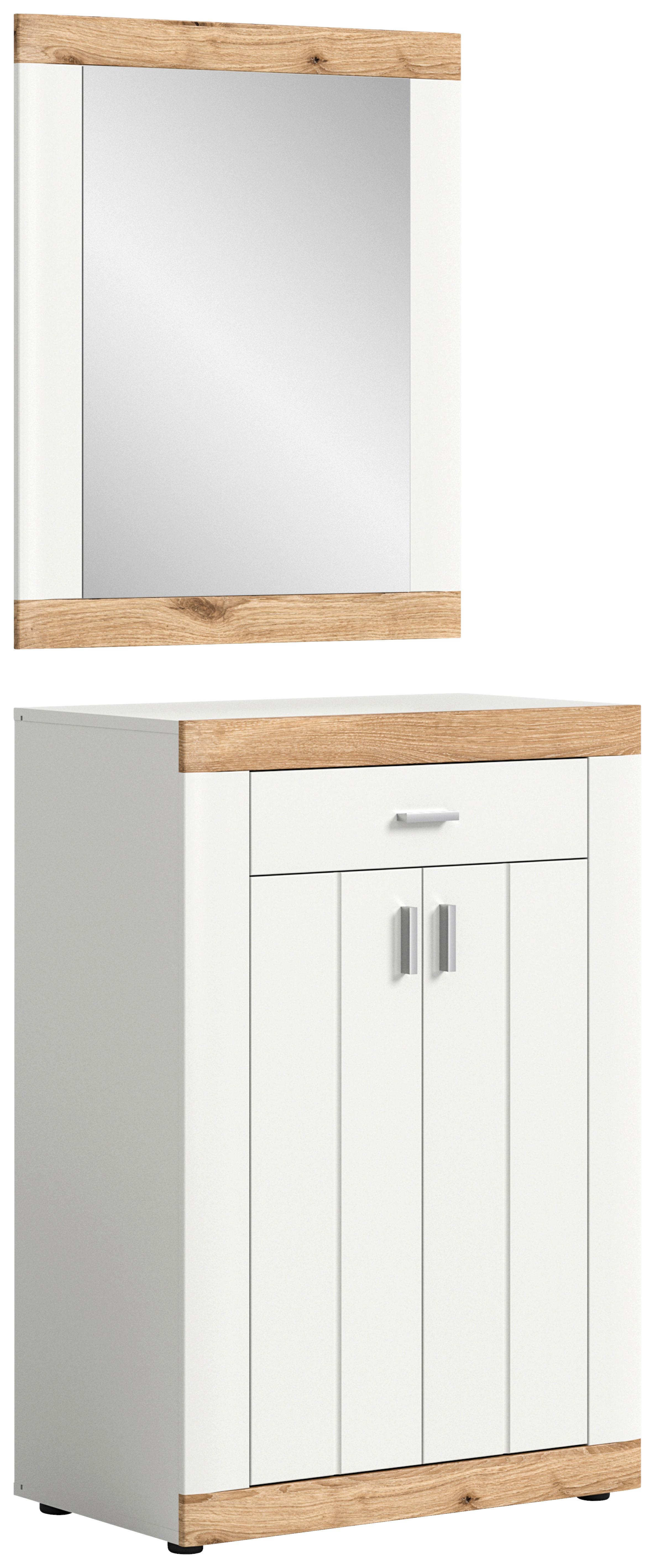 Garderobe Weiß Nb, Nox Oak Dekor - Weiß, KONVENTIONELL, Glas/Holzwerkstoff (73/191/37cm) - MID.YOU