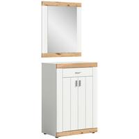 Garderobe Weiß Nb, Nox Oak Dekor - Weiß, KONVENTIONELL, Glas/Holzwerkstoff (73/191/37cm) - MID.YOU