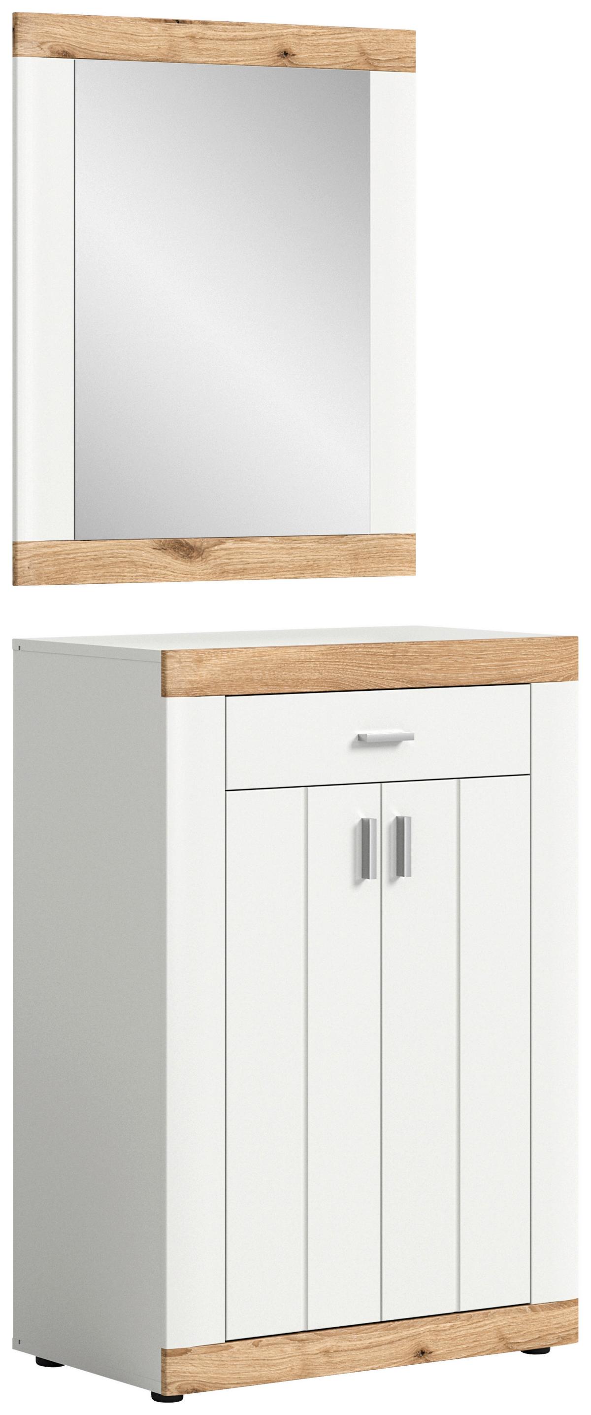 Garderobe Weiß Nb, Nox Oak Dekor - Weiß, KONVENTIONELL, Glas/Holzwerkstoff (73/191/37cm) - MID.YOU