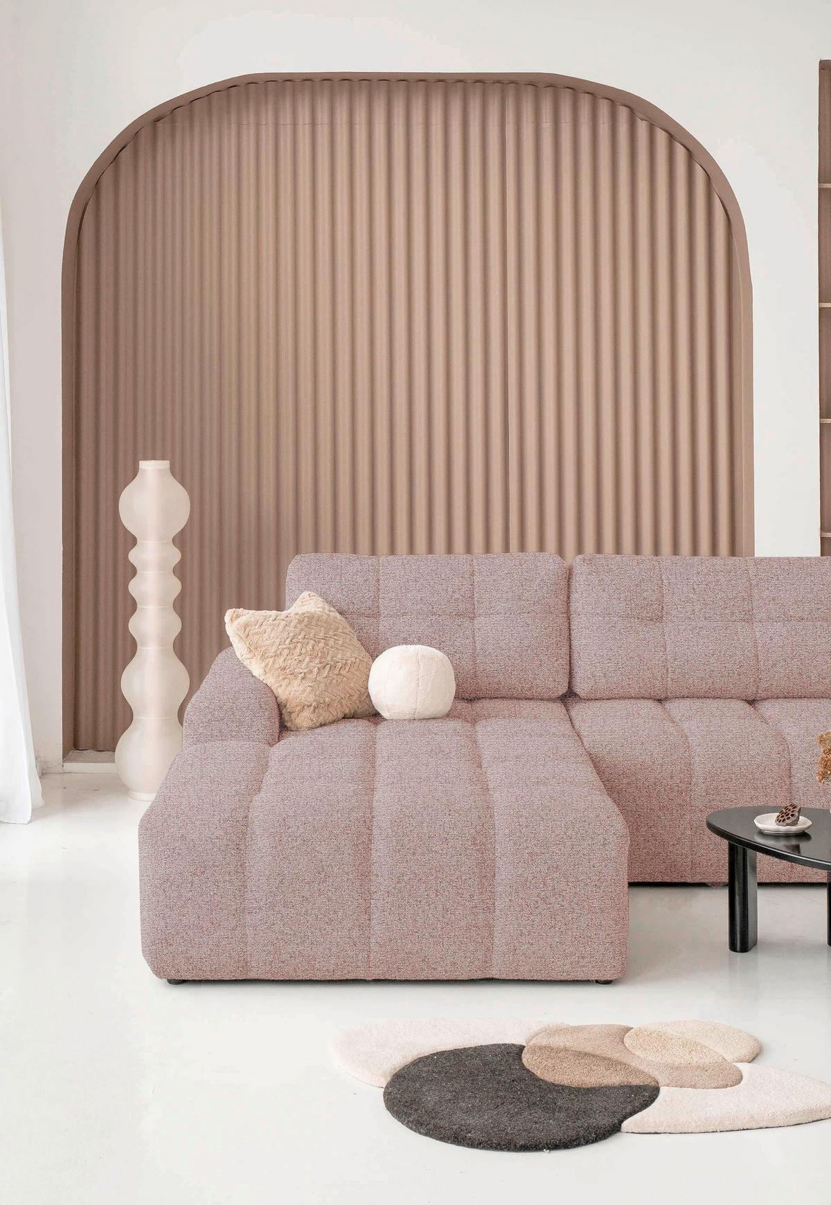 Wohnlandschaft Lulu Rot U: 184x333x213cm - Rot/Schwarz, Design, Textil (184/333/213cm) - MID.YOU