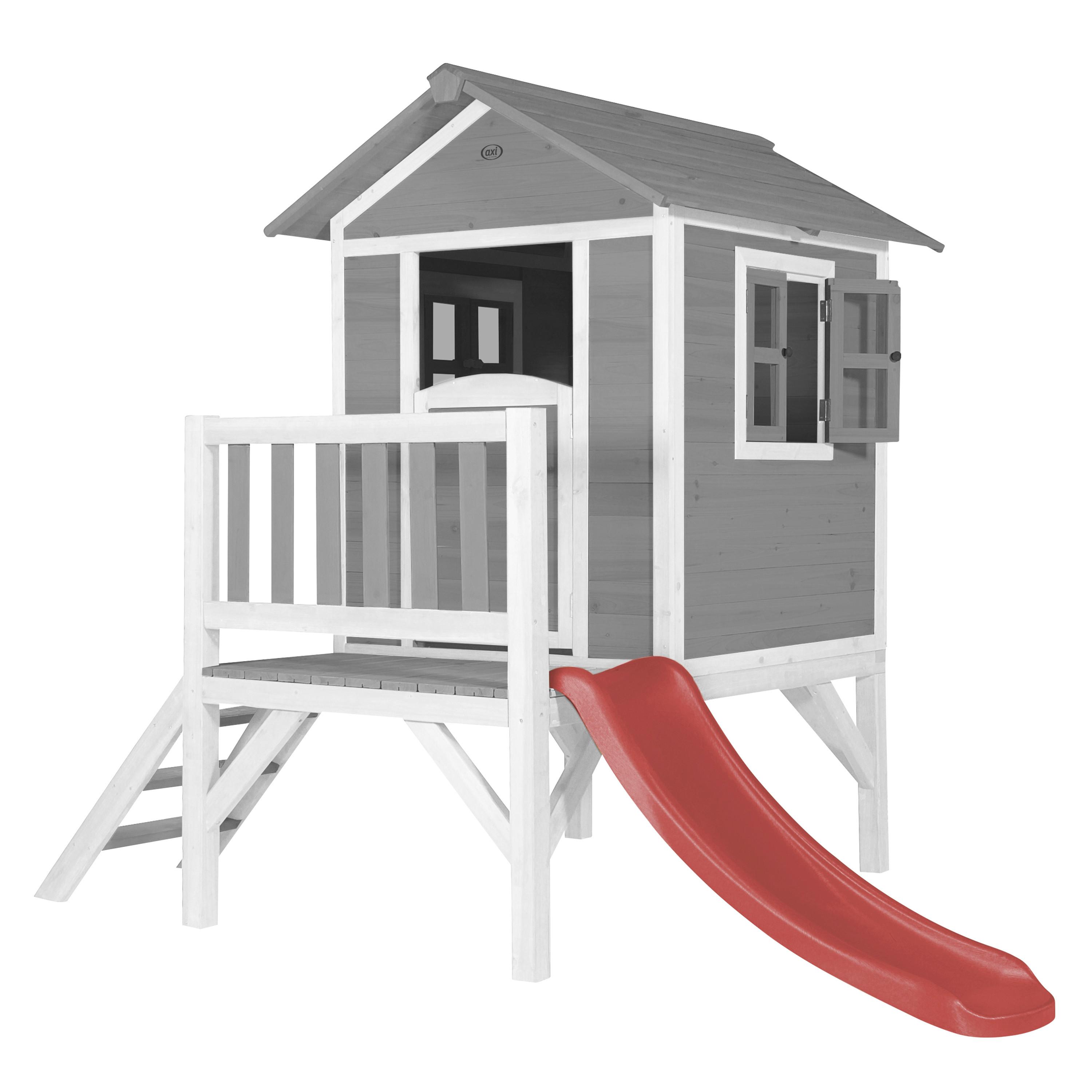 Spielhaus grau/Weiß/Rot L: 167 B:240 H:189 - Rot/Weiß, LIFESTYLE, Holz/Kunststoff (167/240/189cm)