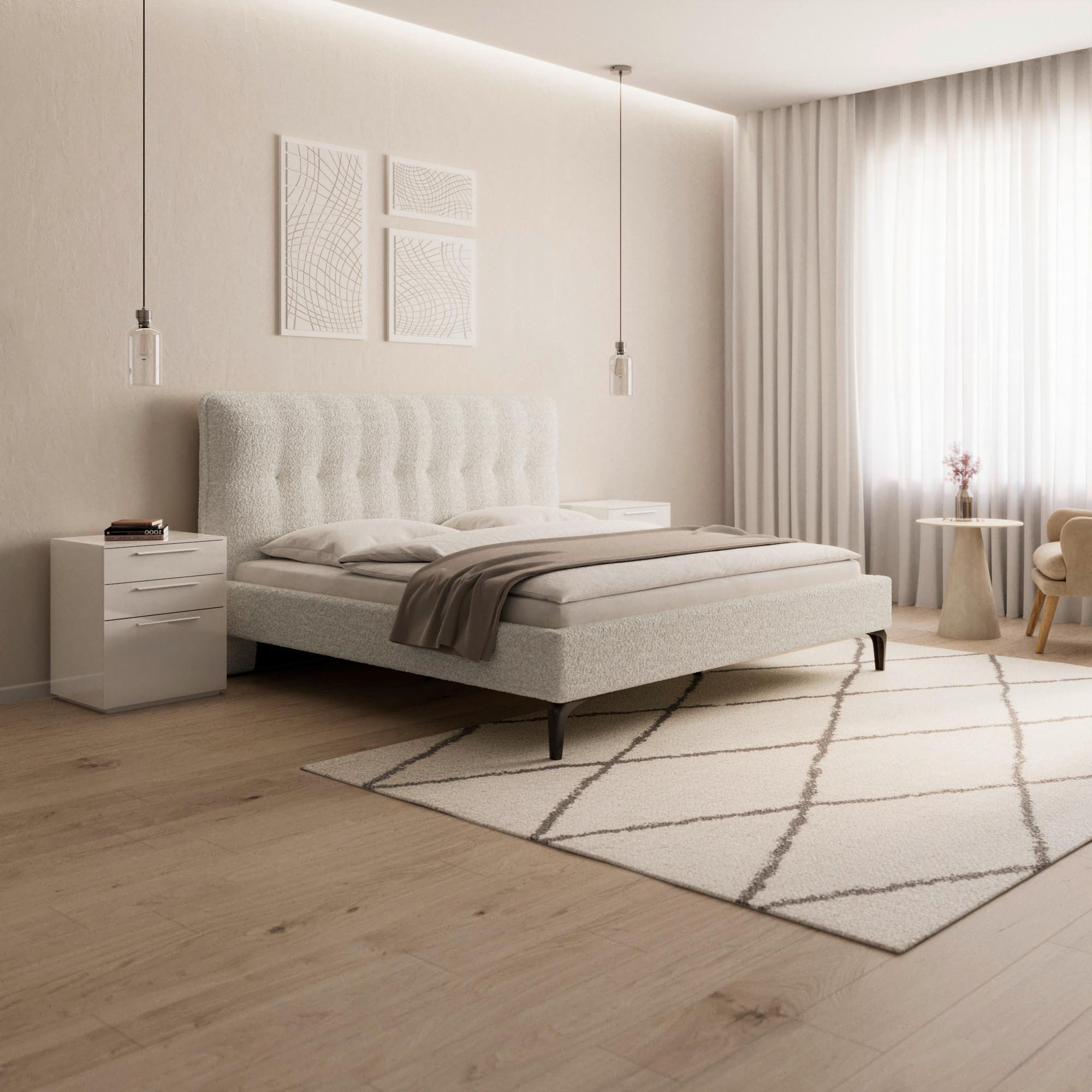 Čalouněná postel CLEA 180x200, krémová - černá/slonovinová, Moderní, kov/dřevo (180/200cm) - Bessagi Home