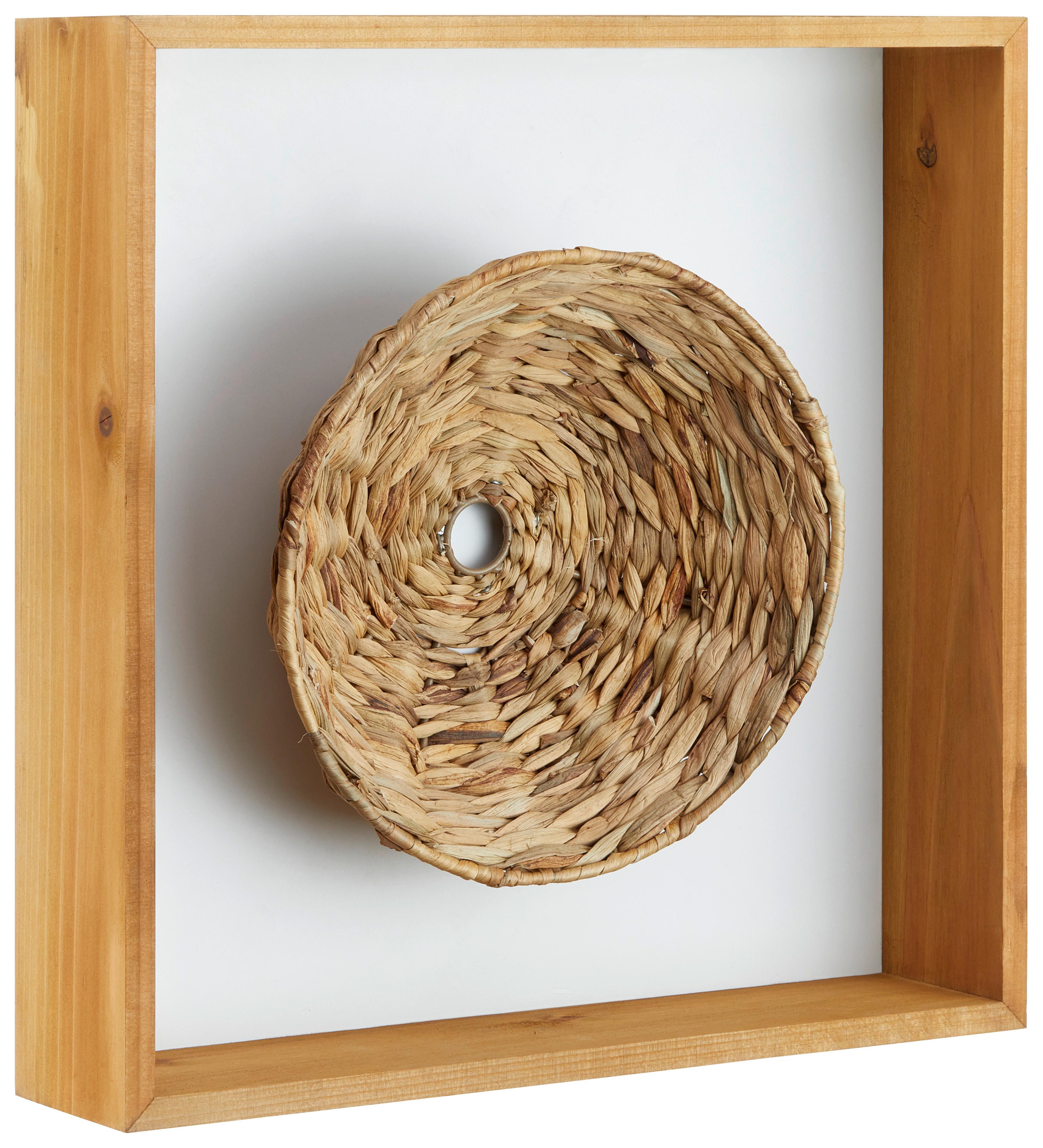 Dekoracie na zeď Nature, 40/40/8,5 cm - bílá/hnědá, Moderní, kov/dřevo (40/40/8,5cm) - Zandiara