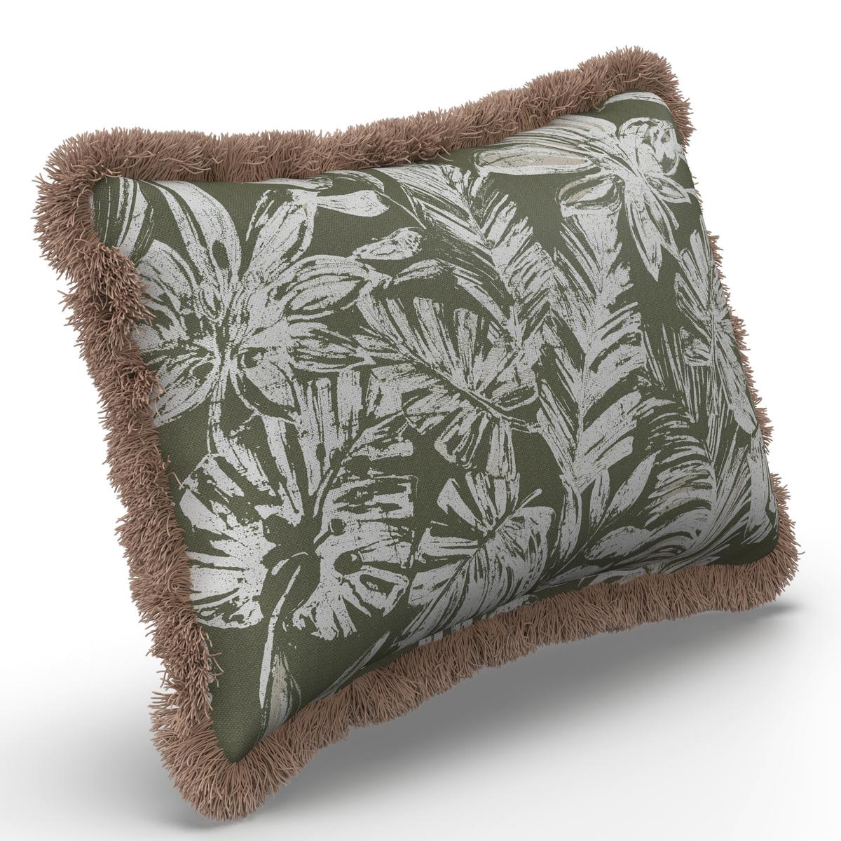 VENKOVNÍ POLŠTÁŘ NOEMI - bílá/olivově zelená, Moderní, textil (50/30/10cm) - Bessagi Garden