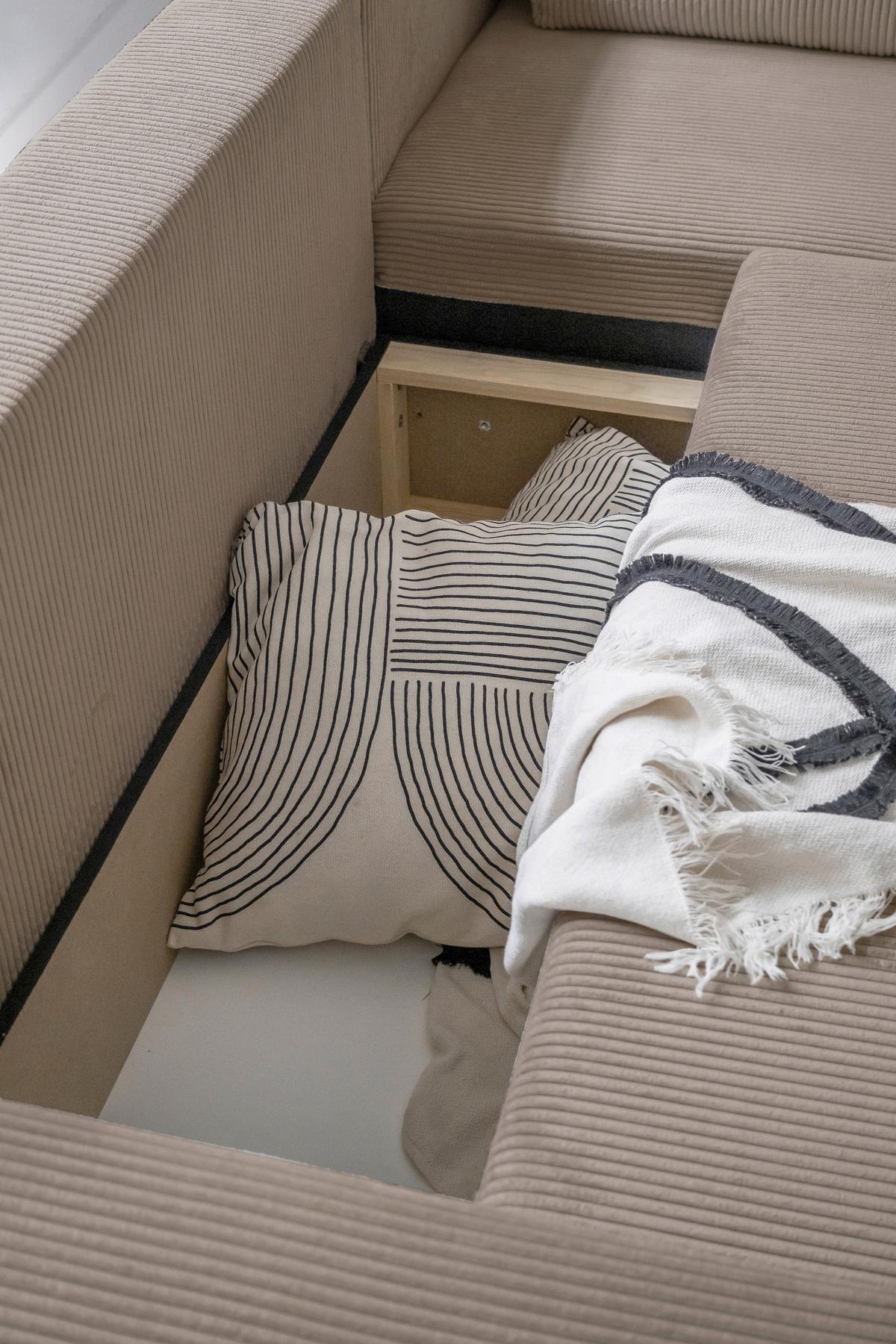 Sedačka Oliver, pravá, šedohnědá barva - černá/šedohnědá, Design, textil/plast (247/194cm) - MID.YOU