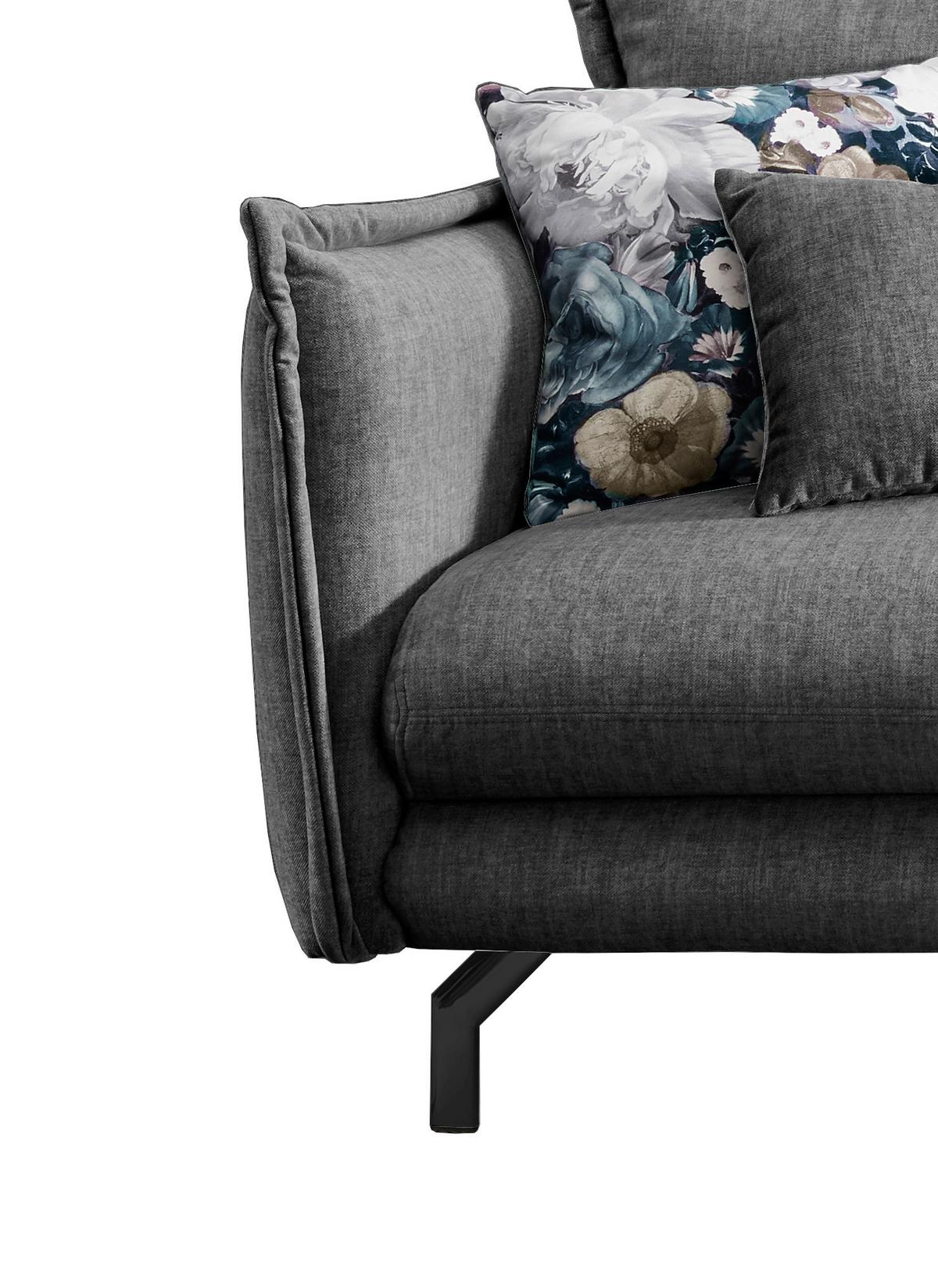 Ecksofa Lava Grau S: 255/180 cm - Türkis/Schwarz, MODERN, Textil (255/180cm) - Livetastic