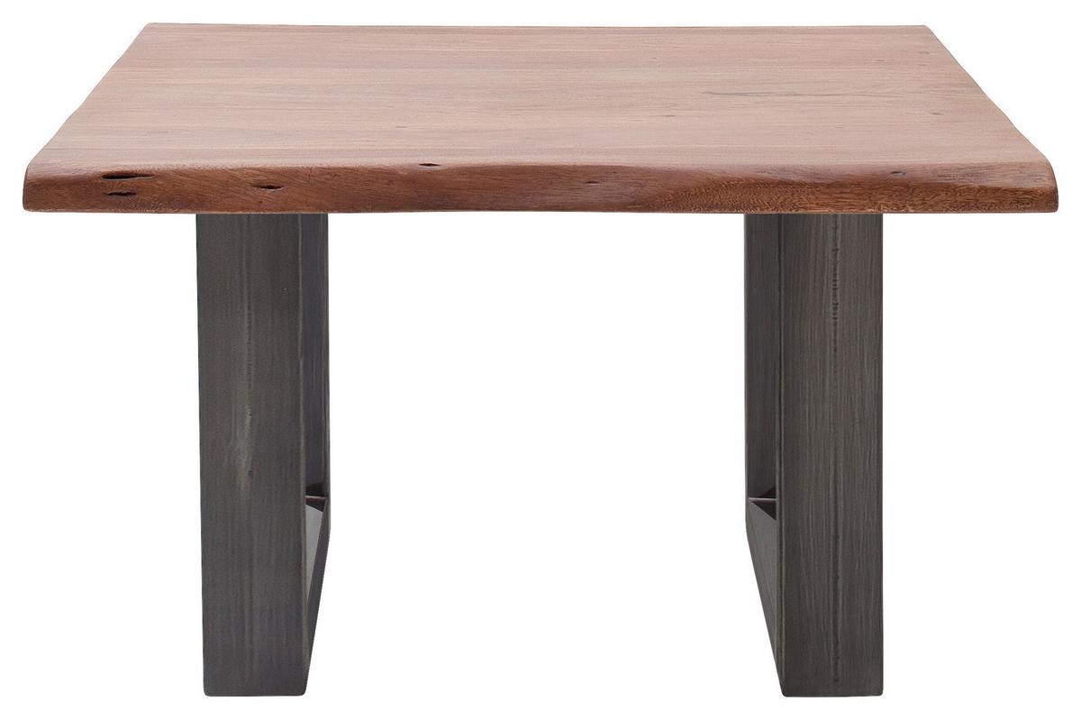 Couchtisch Holz mit Massiver Tischplatte Cartagena, Akazie - Walnussfarben/Nickelfarben, MODERN, Holz/Metall (75/45/75cm)