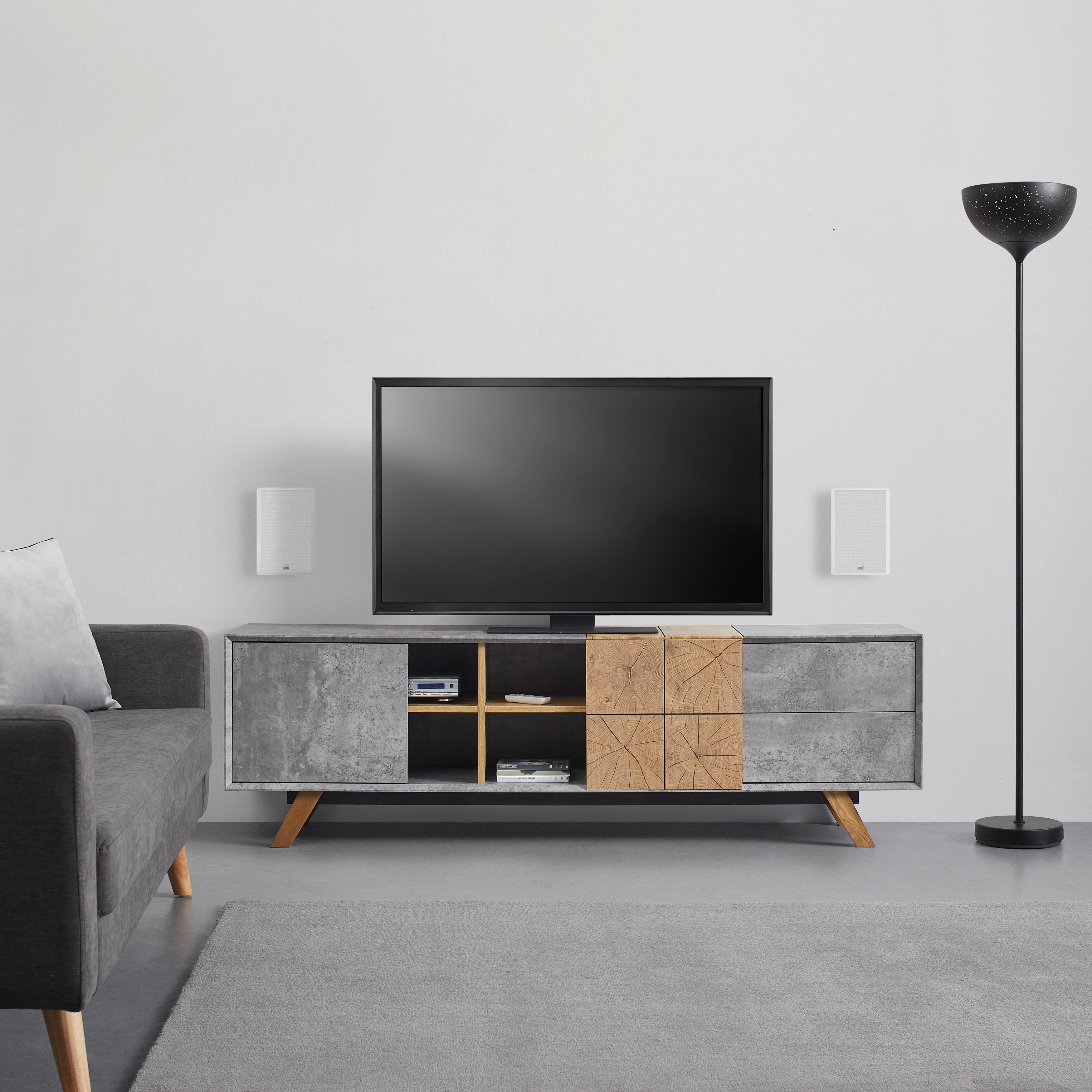 Tv Díl Casper - šedá/barvy dubu, Moderní, dřevo (180/55/40cm) - Modern Living