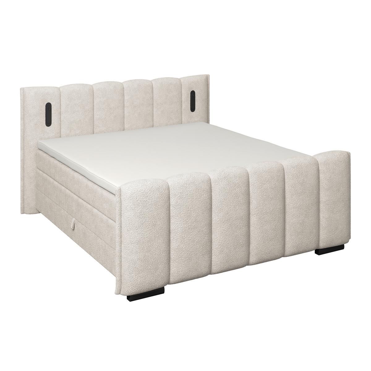 Boxspringbett Elysia inkl. Matratze 180x220 - Beige/Schwarz, Trend, Holz/Holzwerkstoff (180/220cm) - Luca Bessoni
