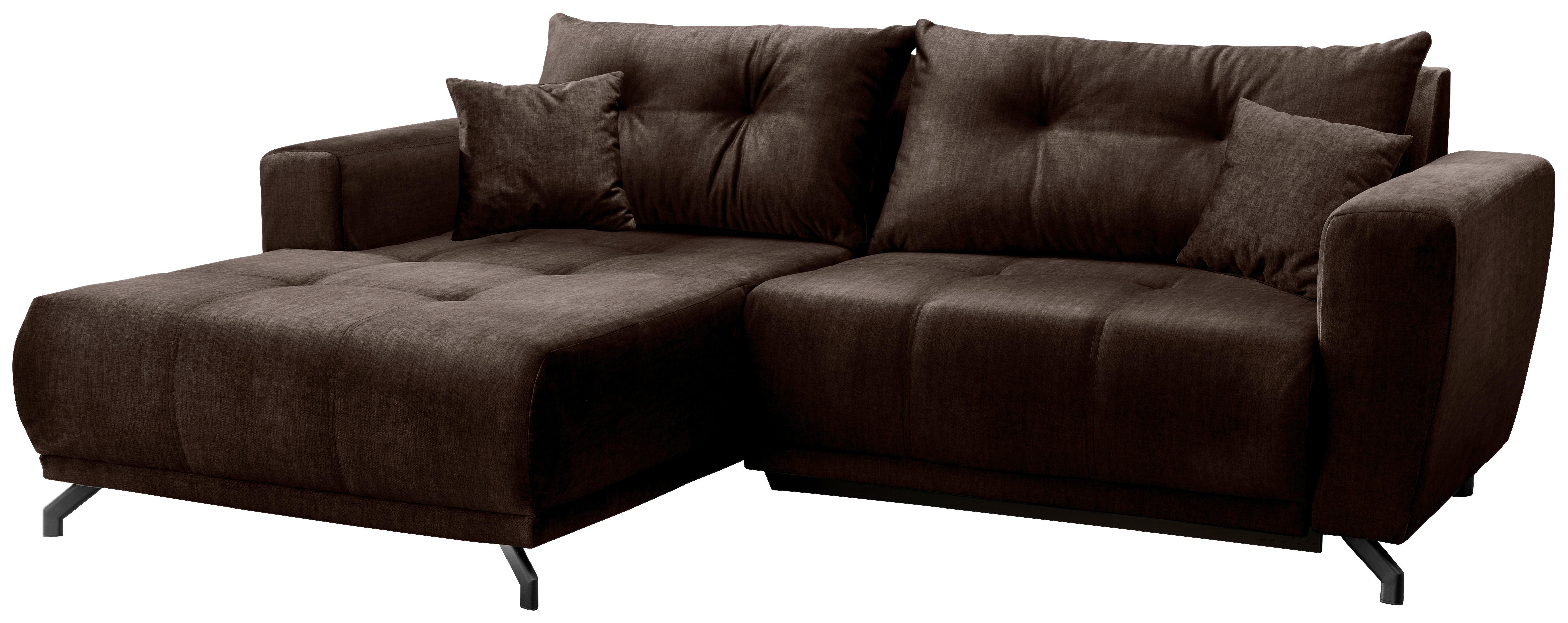 Ecksofa Restato Dunkelbraun S: 177x246 cm - Dunkelbraun/Schwarz, MODERN, Textil (177/246cm) - MID.YOU