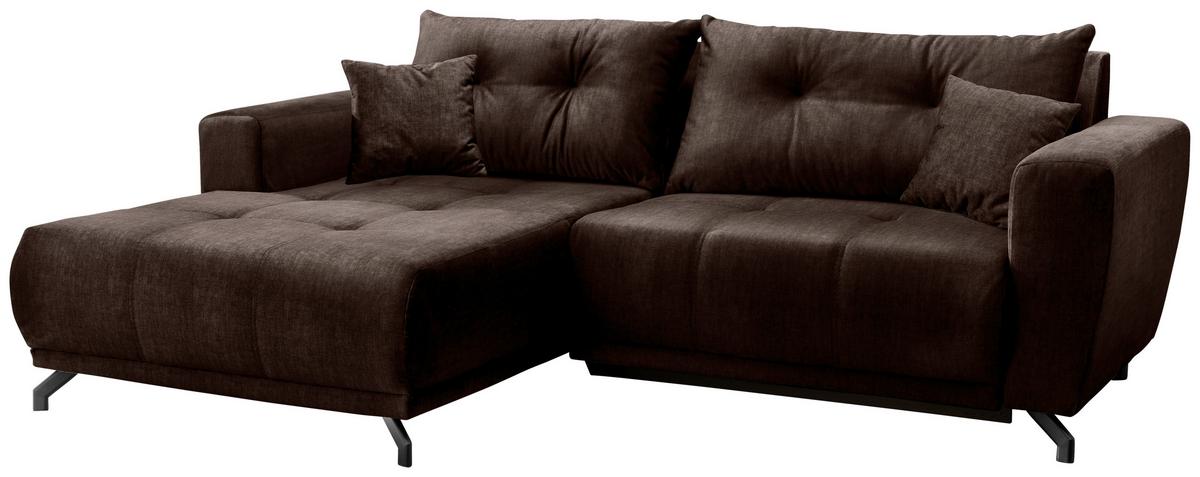 Ecksofa Restato Dunkelbraun S: 177x246 cm - Dunkelbraun/Schwarz, MODERN, Textil (177/246cm) - MID.YOU