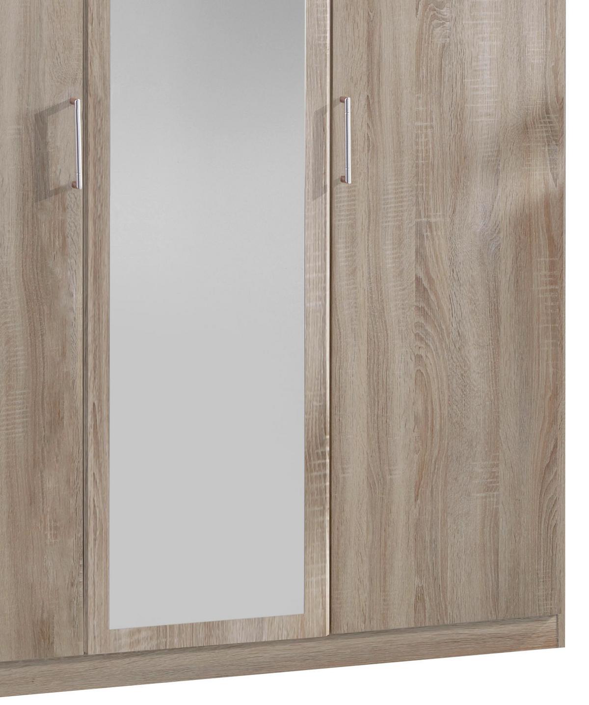 Šatníková skriňa OSAKA šírka 135cm - farba duba/hliníková, Konventionell, kompozitné drevo/plast (135/199/58cm) - MID.YOU