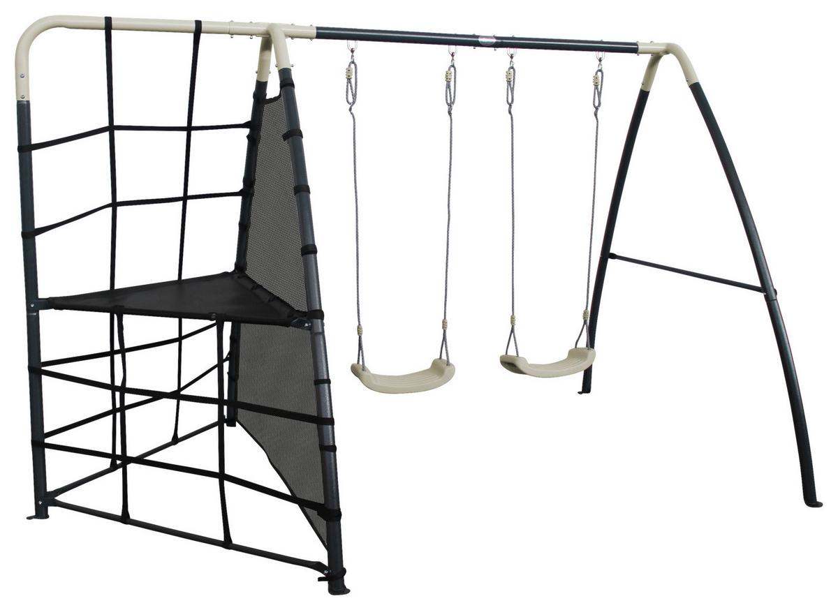 Schaukel Garten-schaukel Anthrazit/creme B: 191 Cm - Anthrazit/Creme, KONVENTIONELL, Metall (191/190/287cm) - Ambia Garden