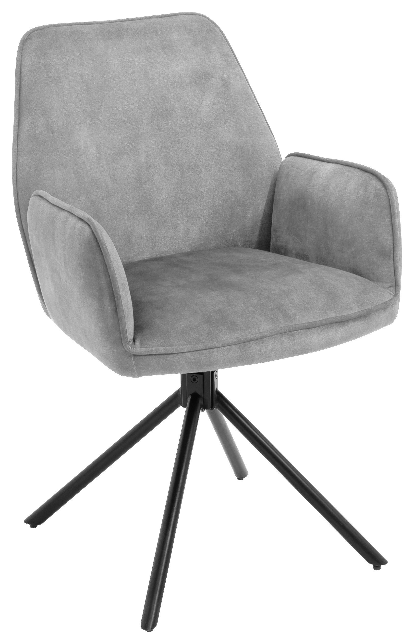 ŽIDLE S PODRUČKAMI OTTAWA - šedá/černá, Moderní, kov/textil (60/89/64cm) - Premium Living