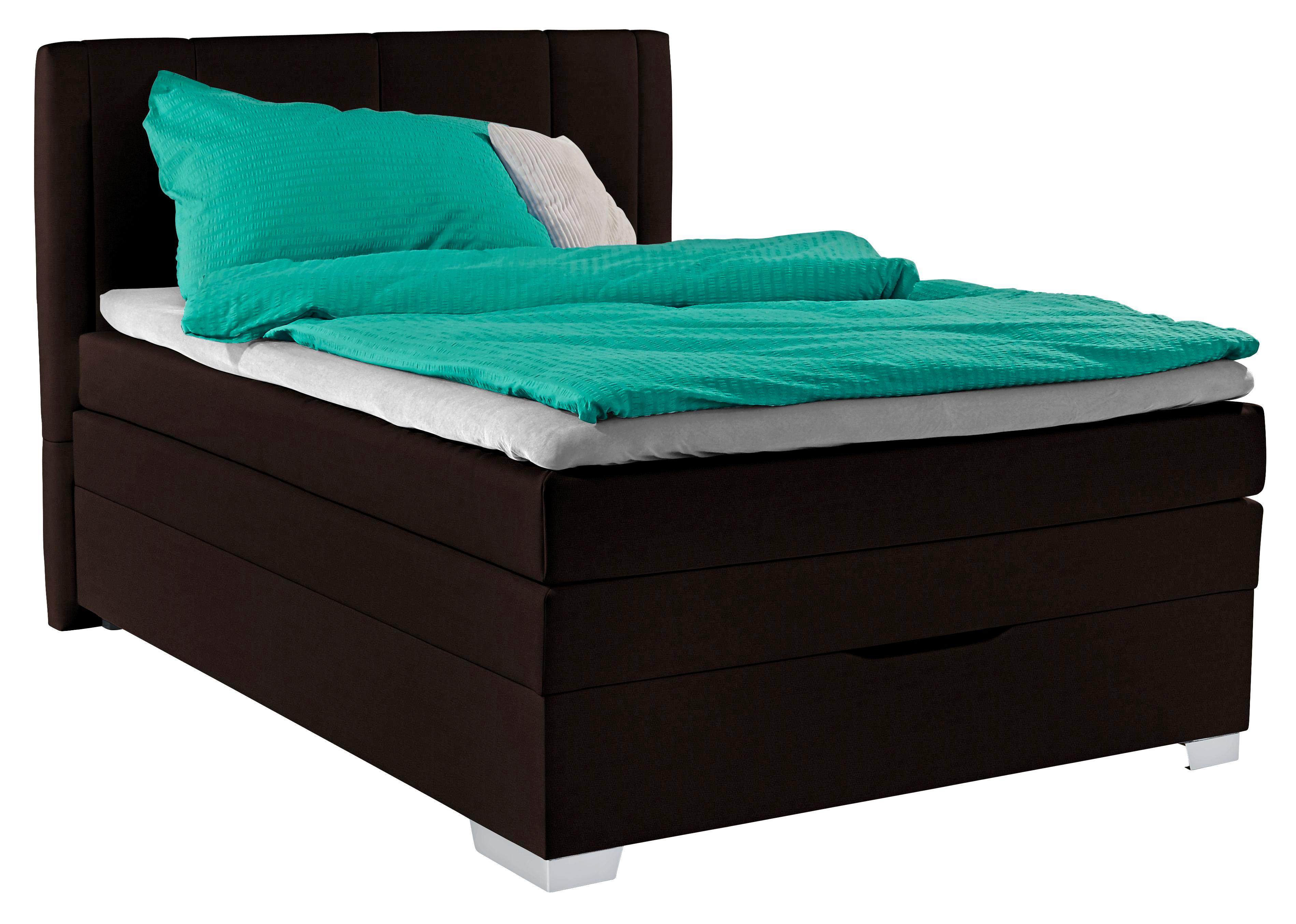 Boxspringbett Madison 140x200 Braun - Chromfarben/Braun, MODERN, Holz/Textil (140/200cm)