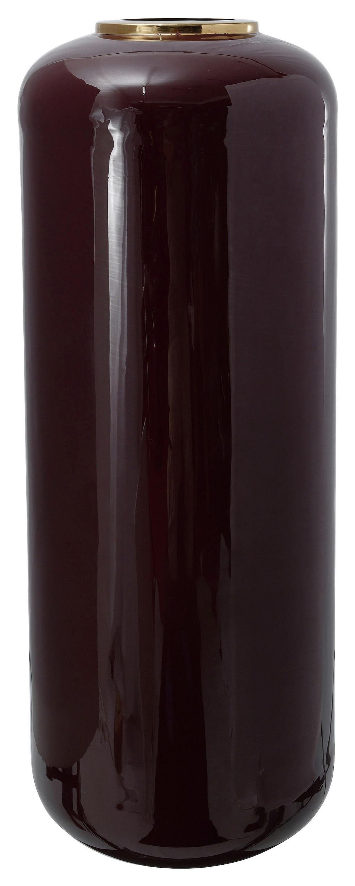 Bodenvase Art Deco Beere, D: 30 cm - Beere/Goldfarben, Trend, Metall (30/81cm) - Kayoom