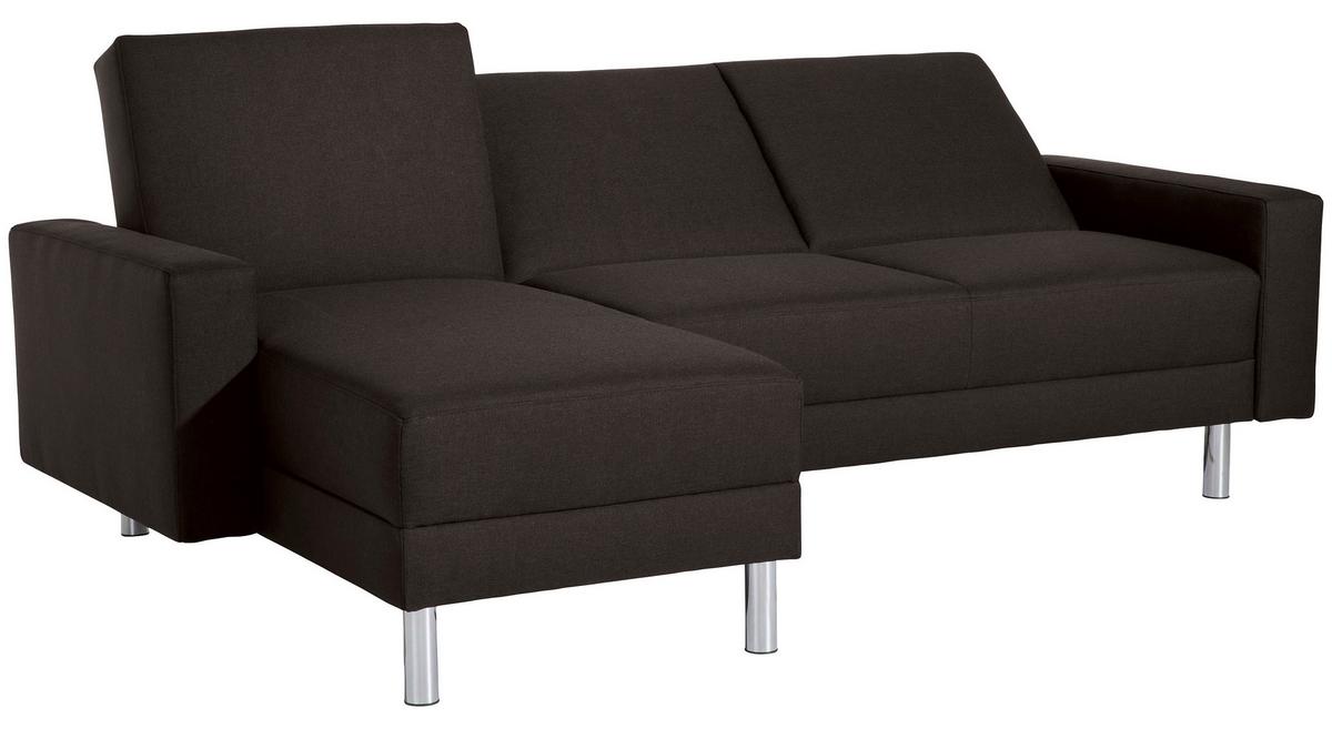 Ecksofa mit Schlaffunktion Just Fashion Dunkelbraun - Chromfarben/Dunkelbraun, KONVENTIONELL, Textil (152/230cm) - Max Winzer