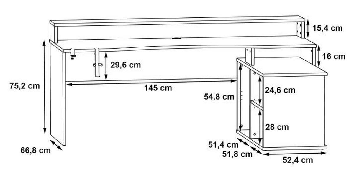 Herní stůl TEZAUR černá 200 cm - černá, Moderní, kov/kompozitní dřevo (200/125,4/91,1cm)